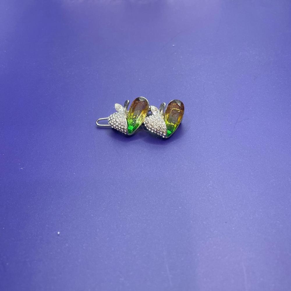 Green and Amber Crystal Heart Earrings - Women Jewelry